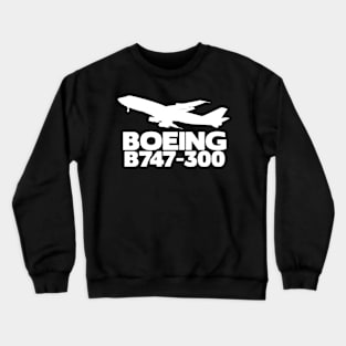 Boeing B747-300 Silhouette Print (White) Crewneck Sweatshirt